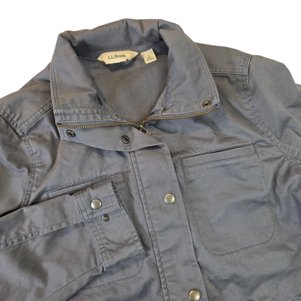 L.L.Bean Women Small Field Jacket Blue Utility Safari Cotton Blend 502103